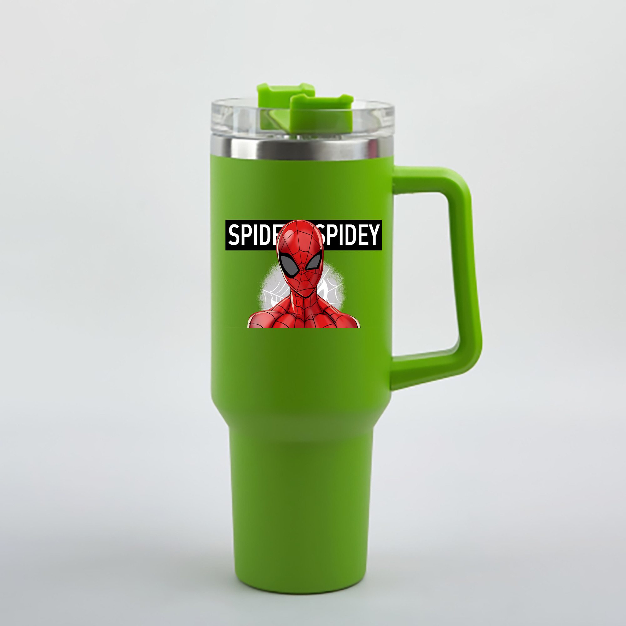 （画像用） Spider Man スパイダーマン 1200mL車用タンブラー - クリスタルステッカー（プラスチックストロー付き）